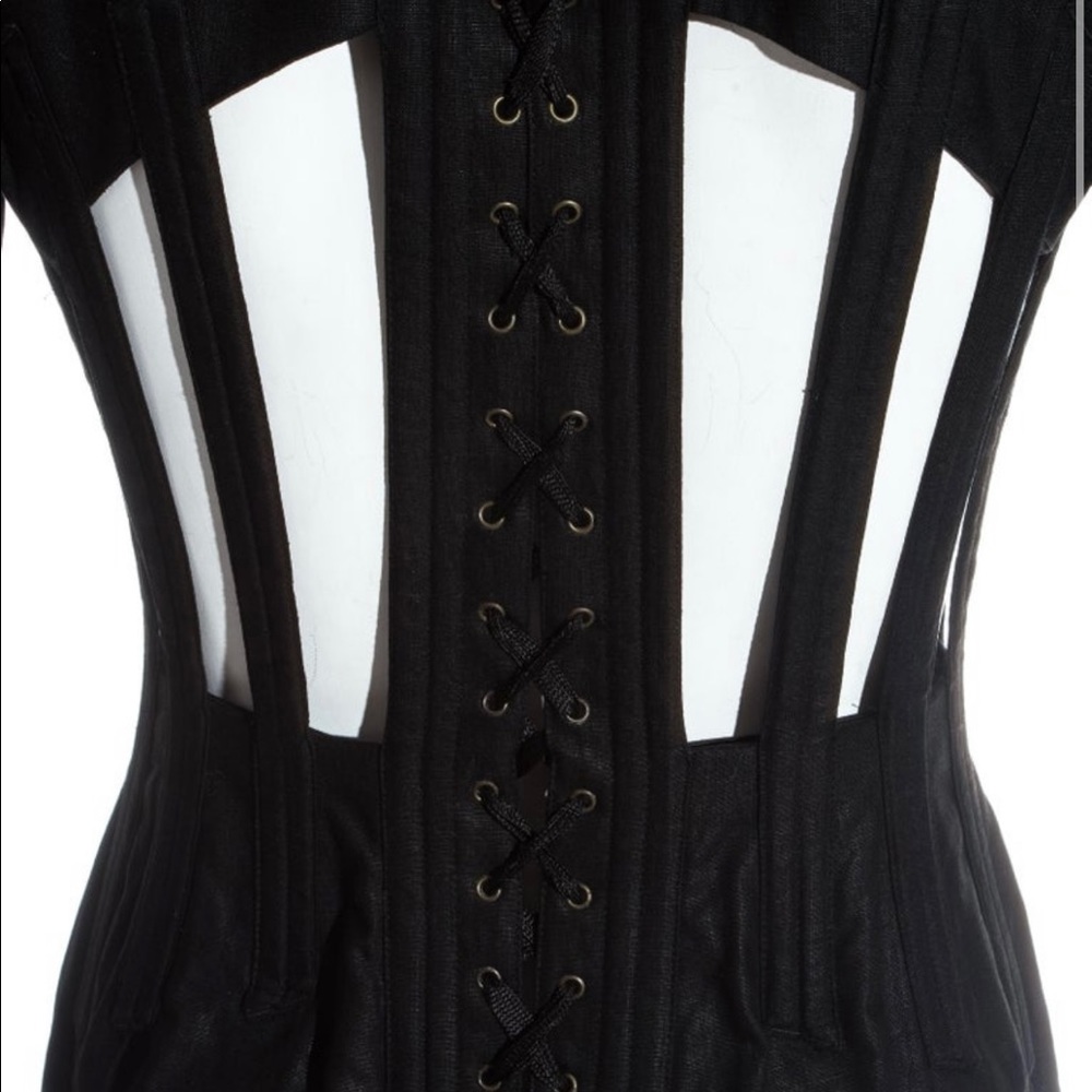 Black Caged Corset Wide Leg Cropped Tuxedo-Season 1989